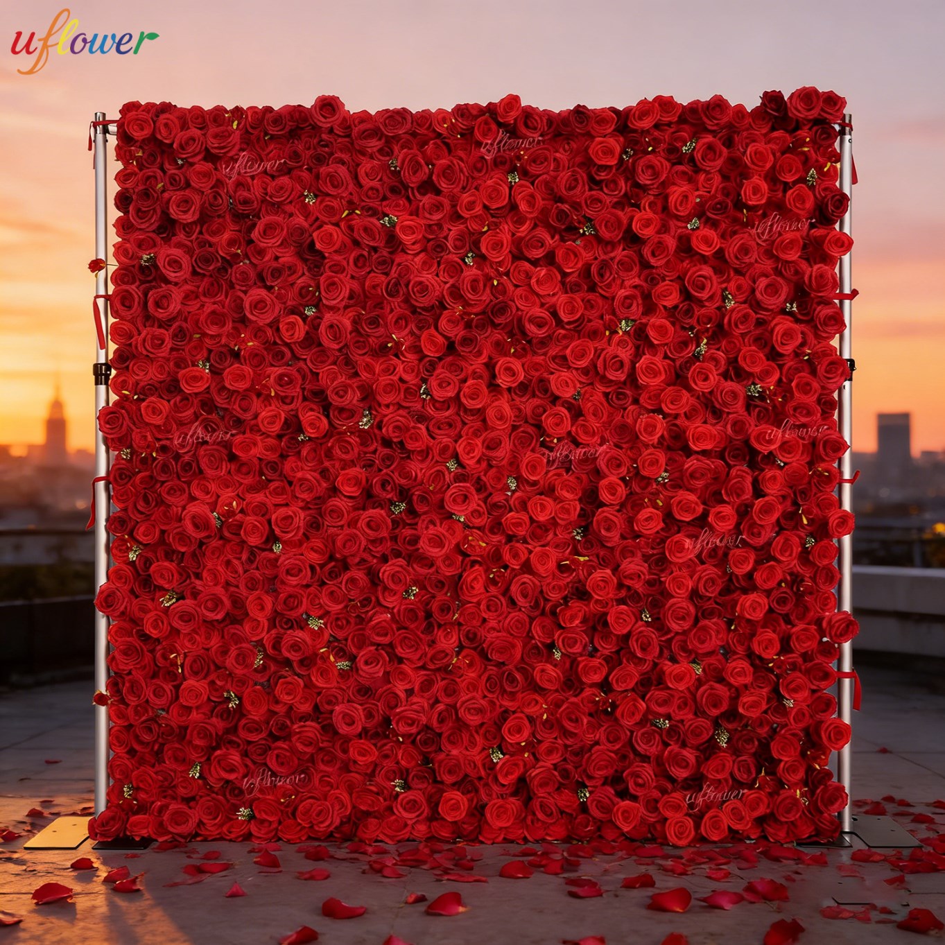 Wedding Backdrop Curtain - Painel Floral Artificial Uflower de Rosas
