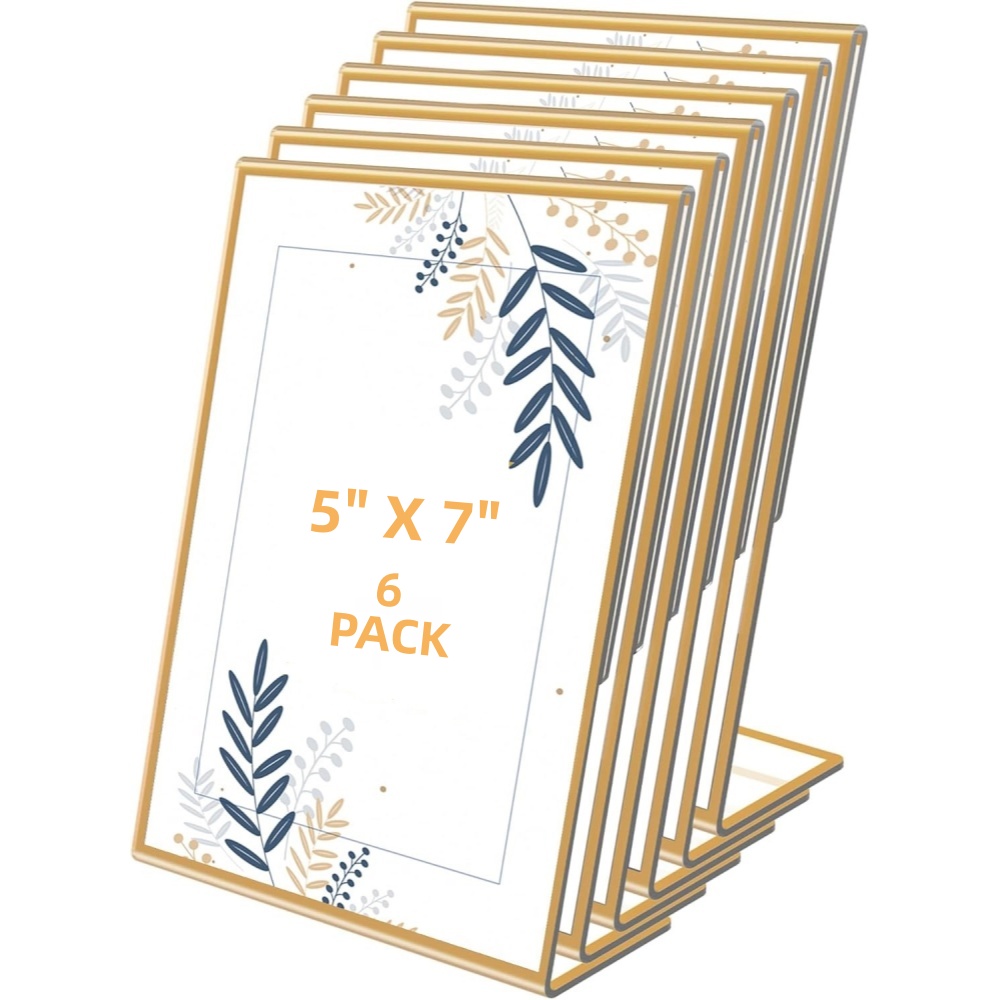 Table Number Gold - Pacote com 6 Molduras Douradas 5x7