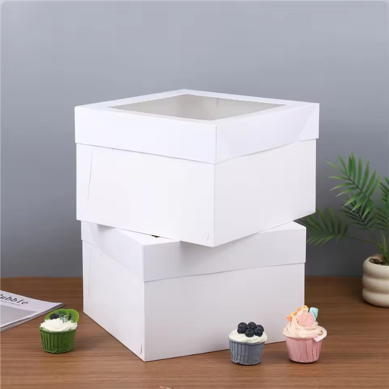 Wedding Decoration Supply - Caixas de Bolo Descartáveis Brancas com