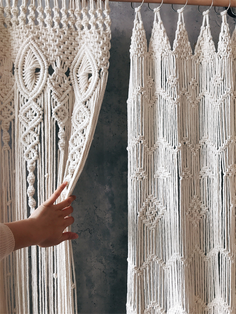 Wedding Backdrop Curtain - Mão-tecido bohemia macrame algodão porta janela
