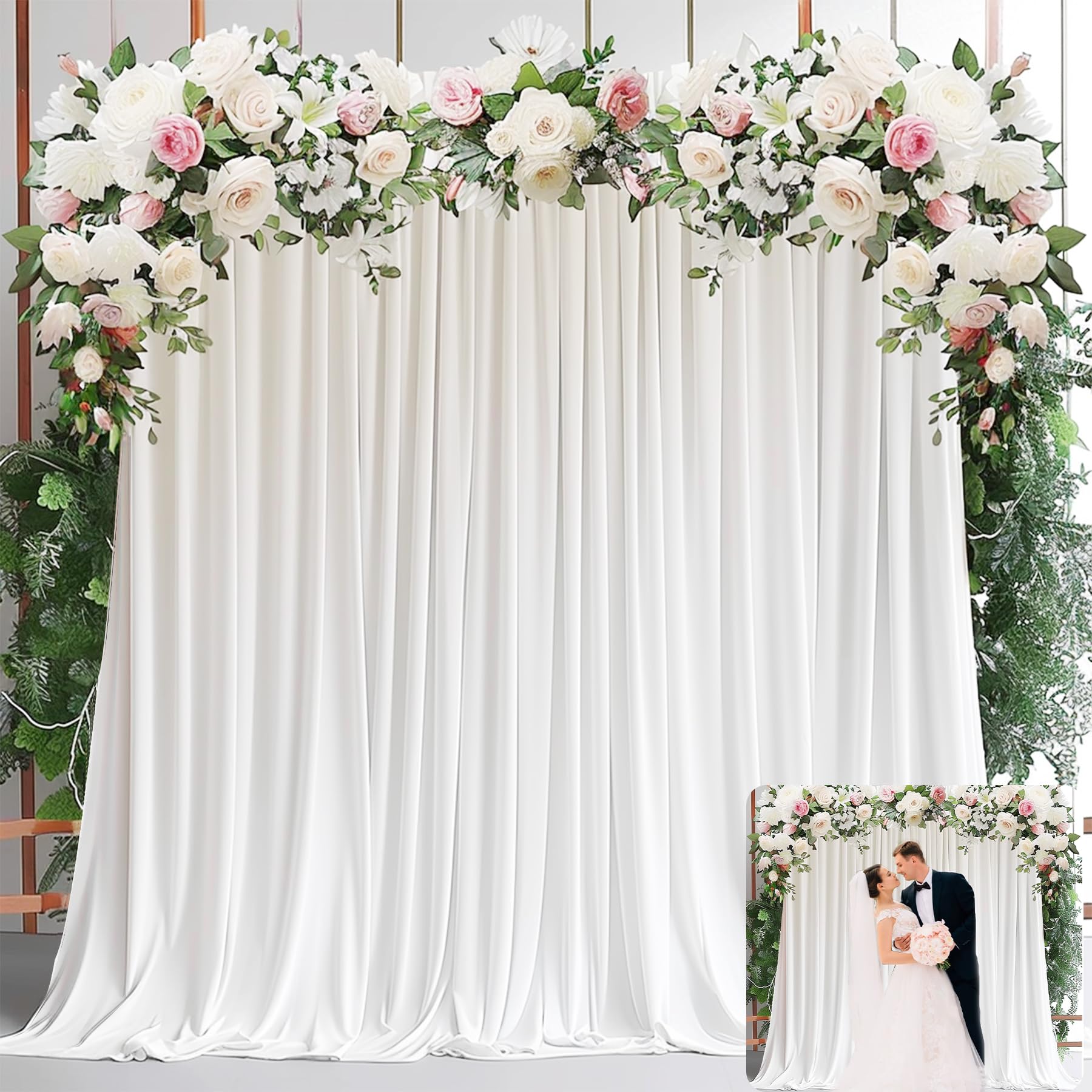 Wedding Backdrop Curtain - Cortinas de pano de fundo branco