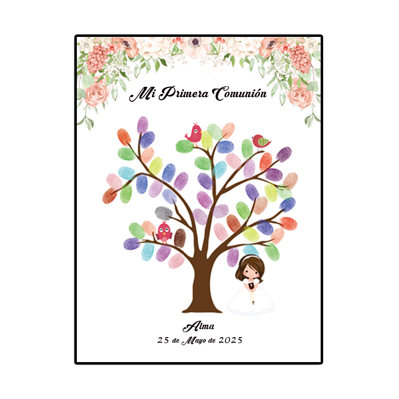 Personalized Guest Book - Tema personalizado nome data impressão digital