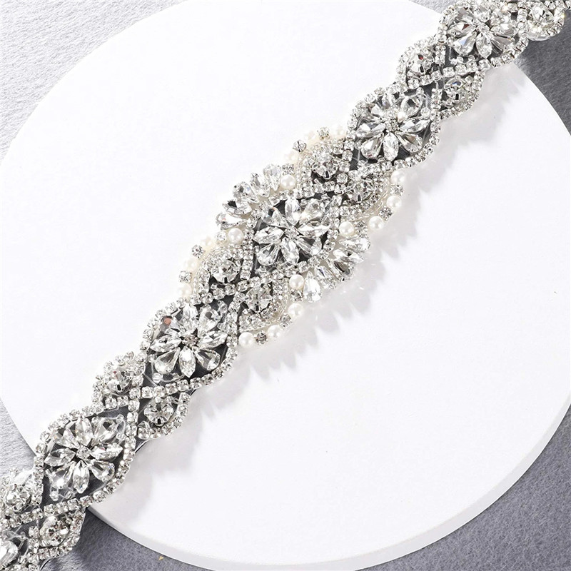 Bridal Sash Ribbon - Cinto de casamento com strass, faixa