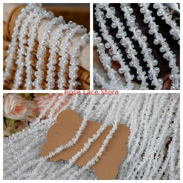 Bridal Sash Ribbon - Guarnição de renda pérola de 3