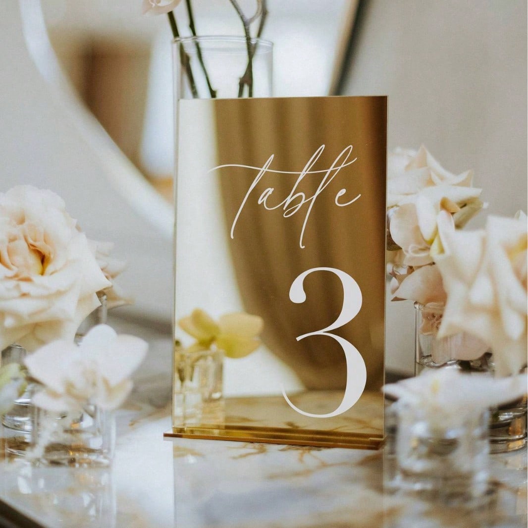 Table Number Gold - Placas de mesa com números em