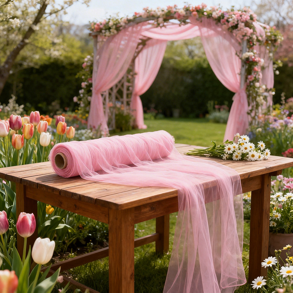 Wedding Backdrop Curtain - Tule Extra Longo Semitransparente, Cortina de