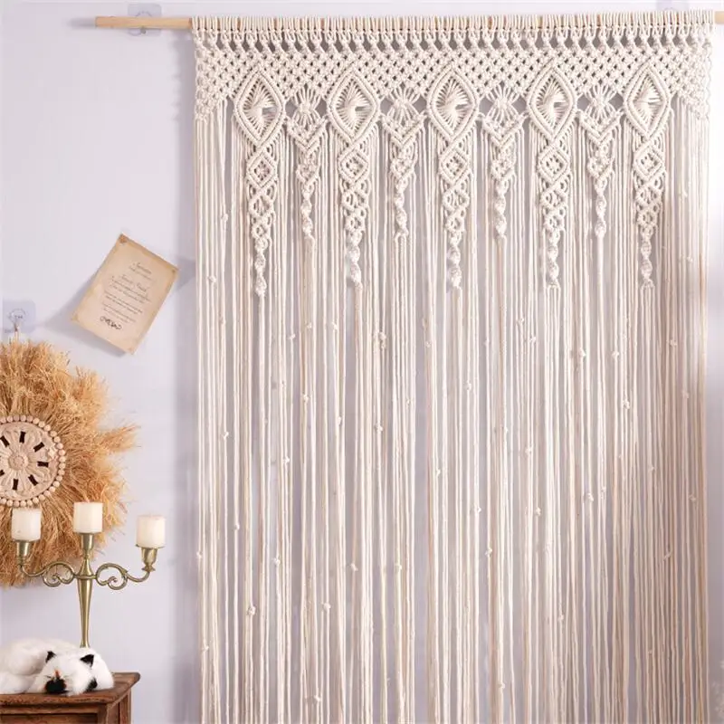 Hand-Woven Macramé Wall Hangin - Wedding Backdrop Curtain avaliação e preço