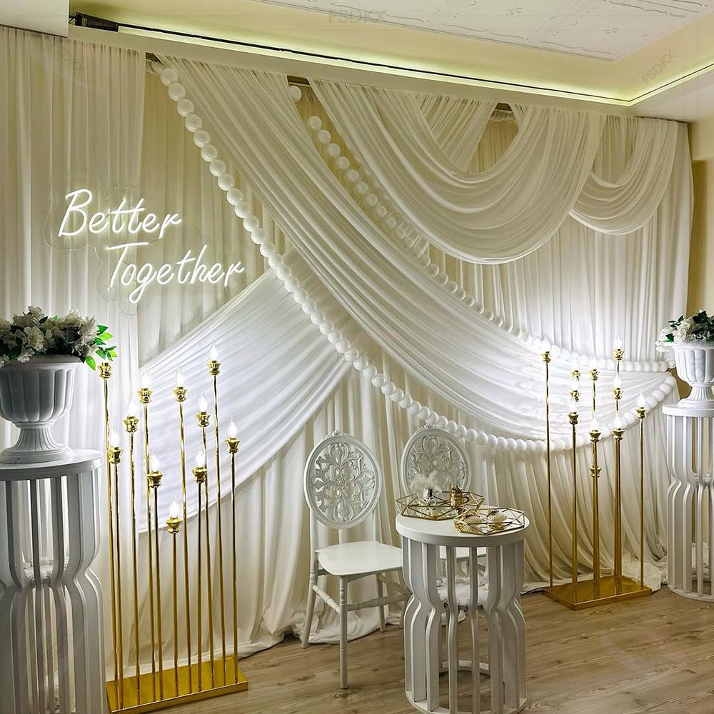 Fsdkx barato branco gelo seda  - Wedding Backdrop Curtain avaliação e preço