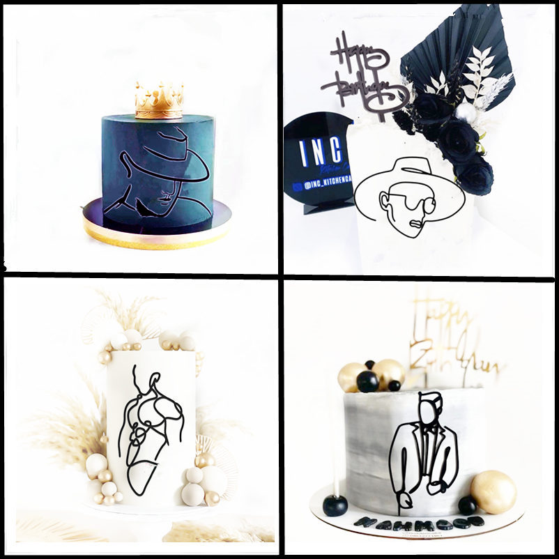 Acrílico Esboço Rosto Bolo De  - Suit Supply Wedding Party avaliação e preço