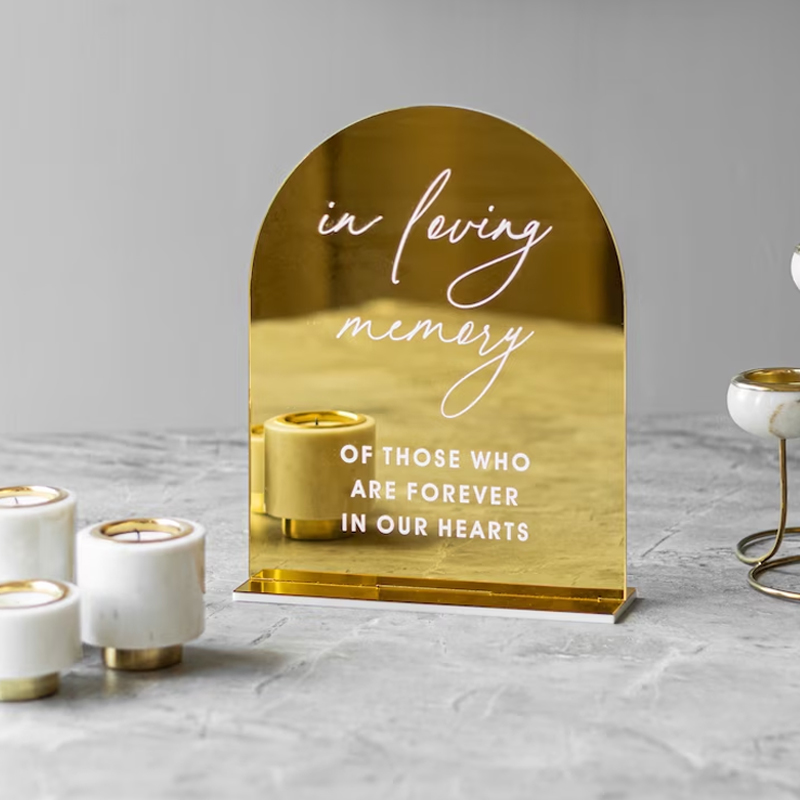 Loving Memory Table Sign,Guest - Table Number Gold avaliação e preço