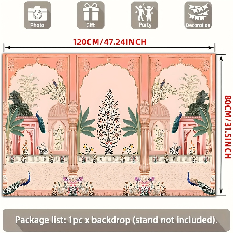 Cortina de Fundo Floral Mughal - Wedding Backdrop Curtain avaliação e preço