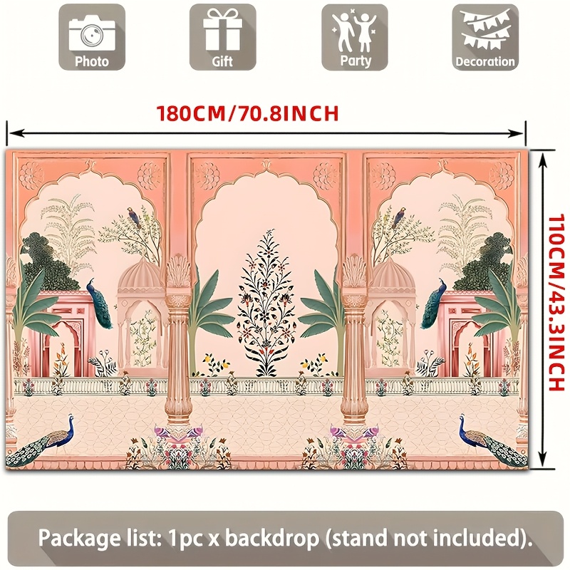 Cortina de Fundo Floral Mughal - Wedding Backdrop Curtain avaliação e preço