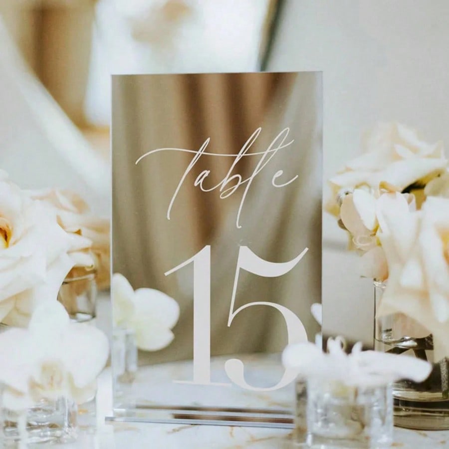 Placas de mesa com números em  - Table Number Gold avaliação e preço