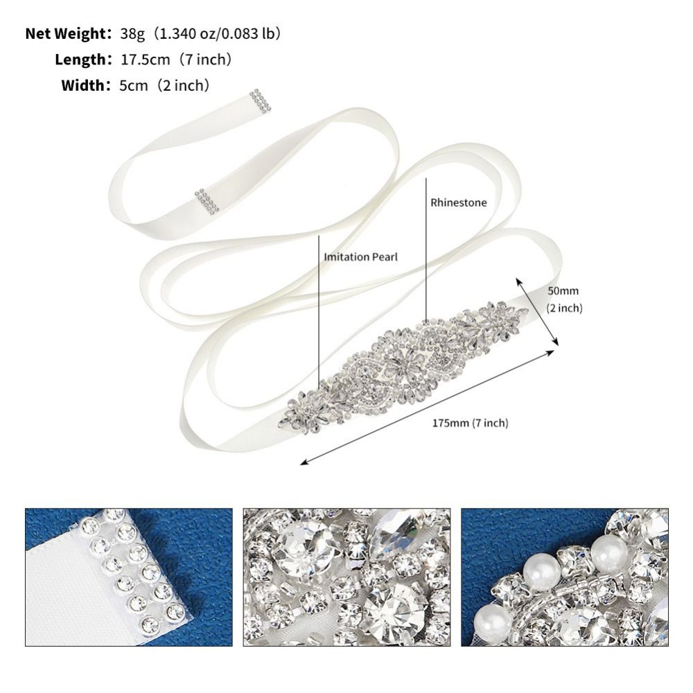 Cinto de Strass Prateado para  - Bridal Sash Ribbon avaliação e preço