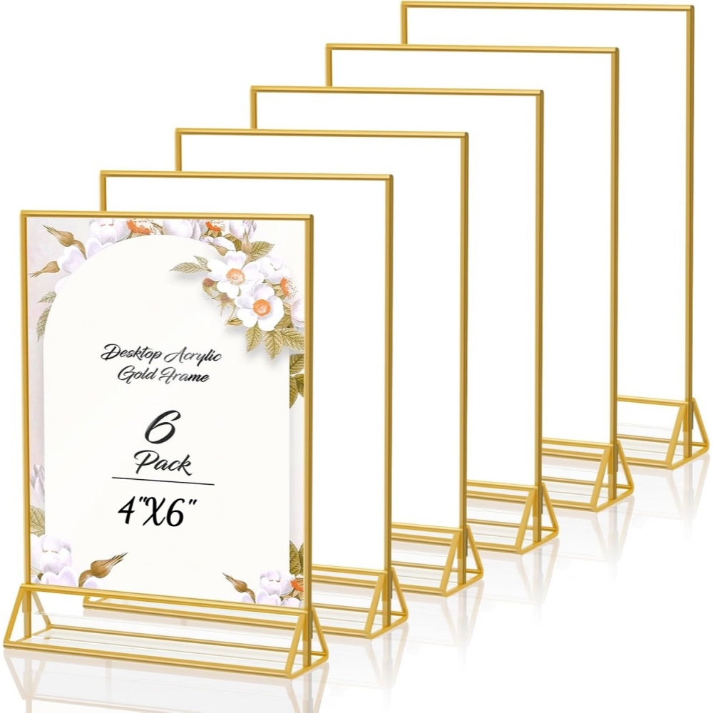 Pacote com 6 Porta-Retratos de - Table Number Gold avaliação e preço