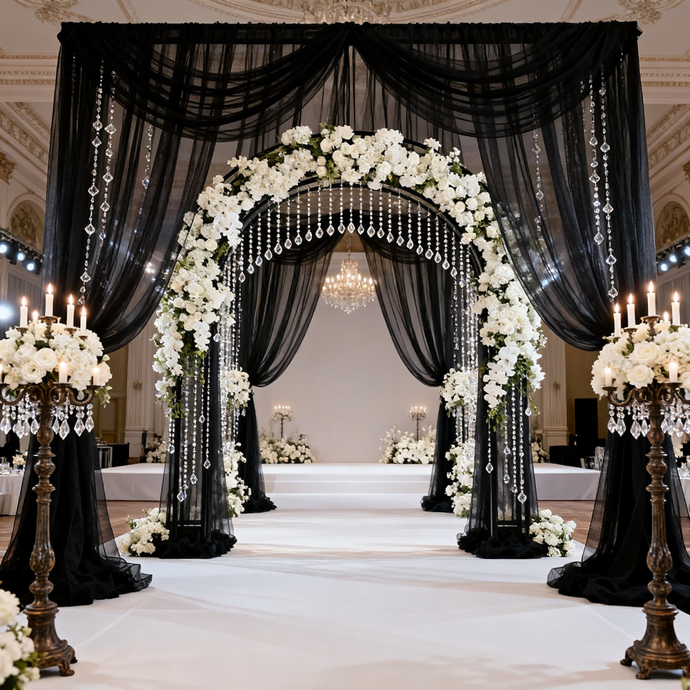 Tule Extra Longo Semitranspare - Wedding Backdrop Curtain avaliação e preço